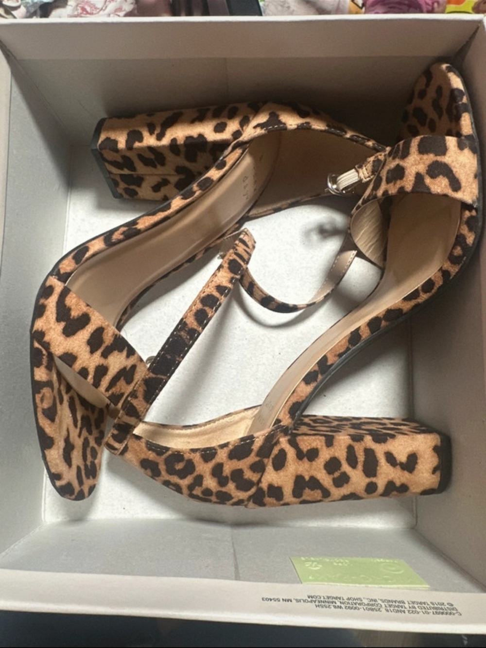 Target Leopard Print Block Heel Sandals in Tan and Black